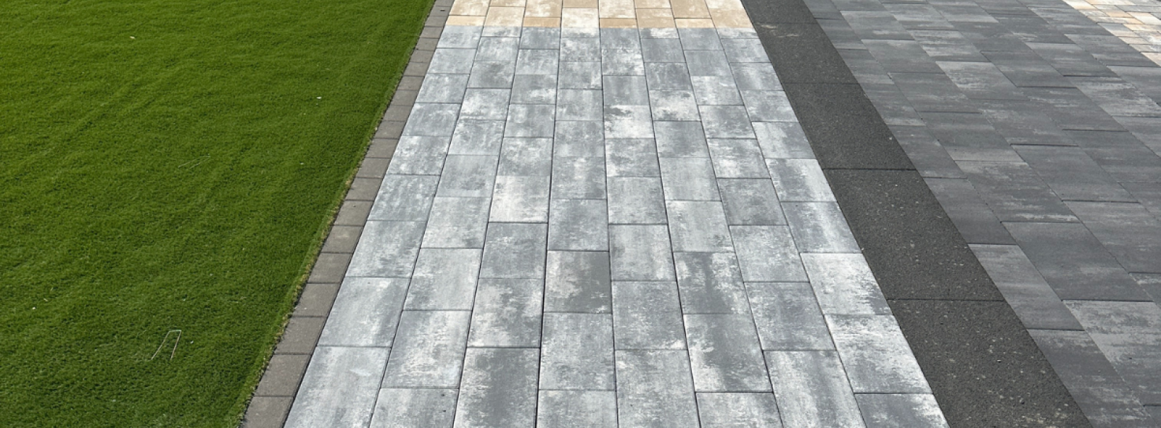 Ökopflaster in der Farbe grau und muschelkalk